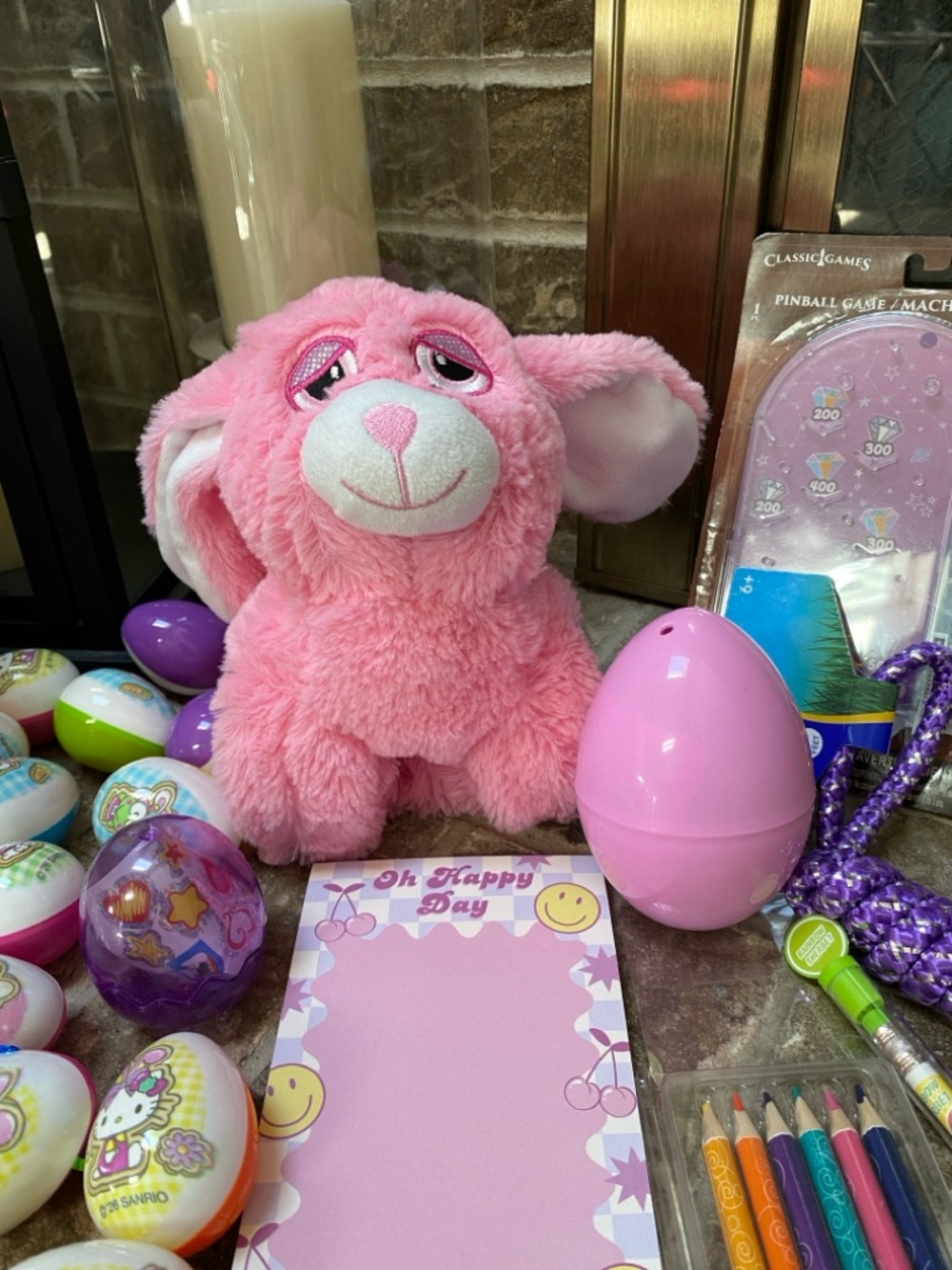 Filled Easter Basket Boucle Bunny with Pink Sanrio Hello Kitty Eggs and NEW Toys - Picture 7 of 10